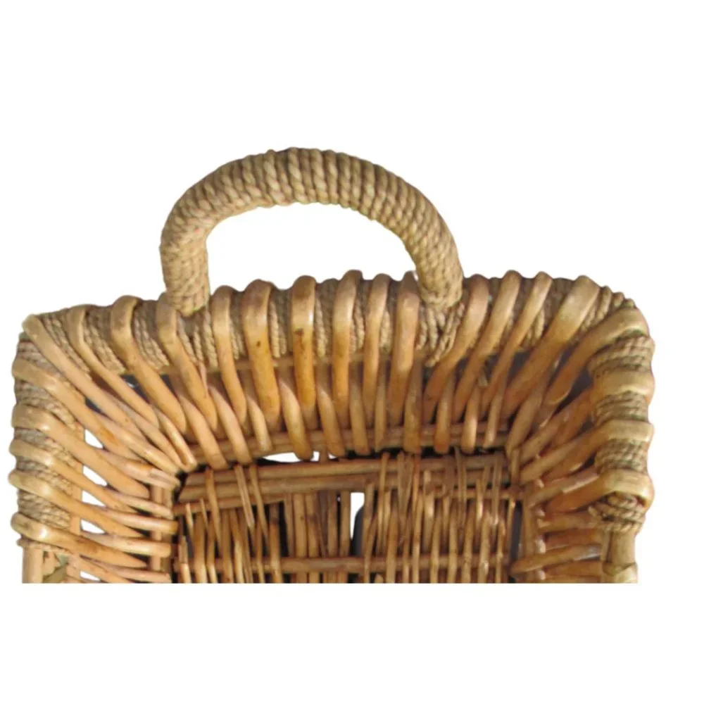 Vintage Rustic Rectangle Basket with Handles